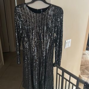 Lapis black and silver sequin dress